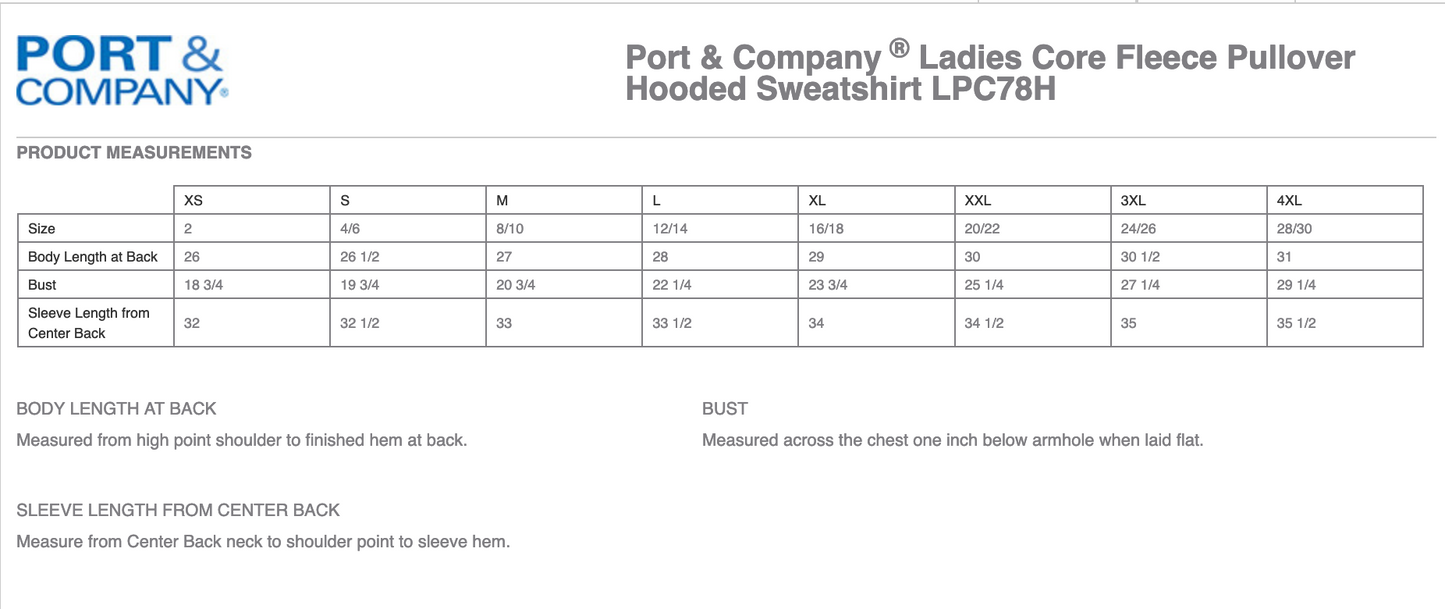 Port & Company ® Ladies Core Fleece Pullover Hooded Sweatshirt