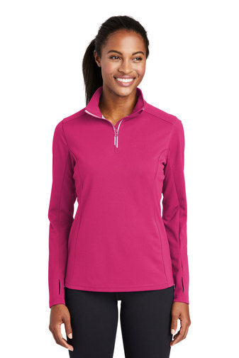 Sport-Tek® Ladies Sport-Wick® Textured 1/4-Zip Pullover