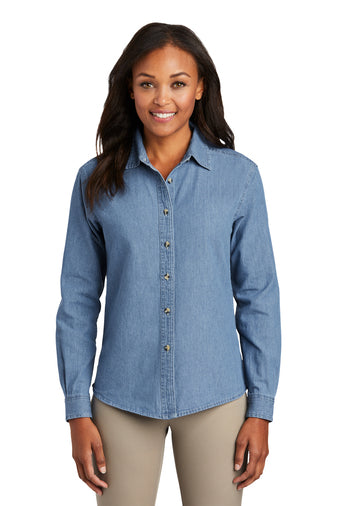 Port & Company® - Ladies Long Sleeve Value Denim Shirt