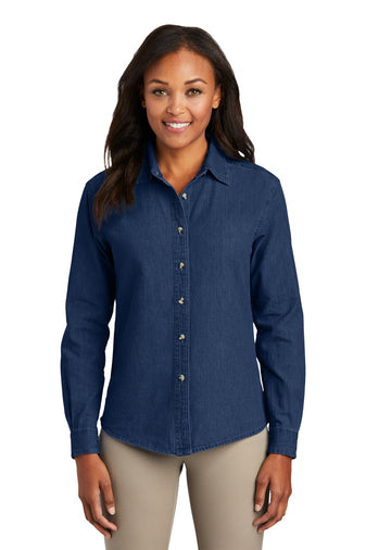 Port & Company® - Ladies Long Sleeve Value Denim Shirt