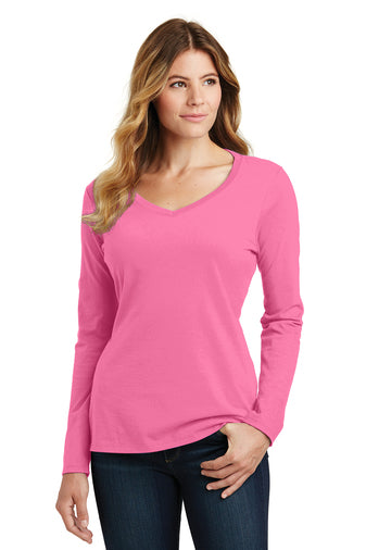 Port & Company® Ladies Long Sleeve Fan Favorite™ V-Neck Tee